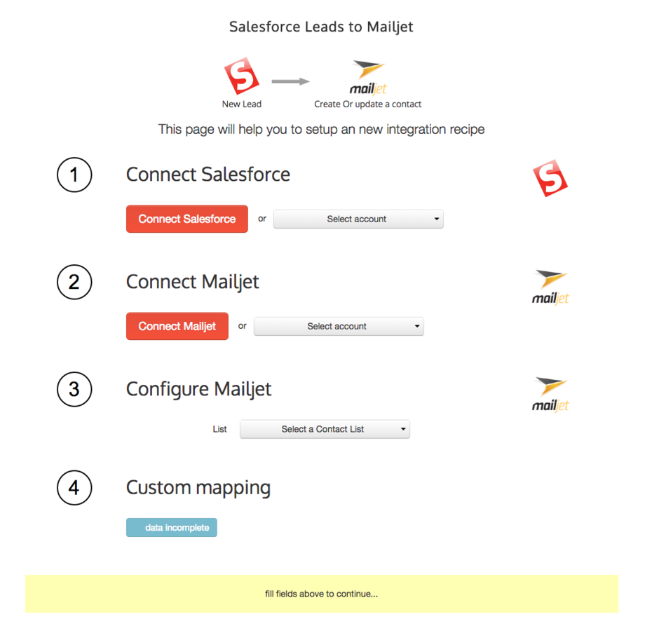 mailjet integration - selecting components