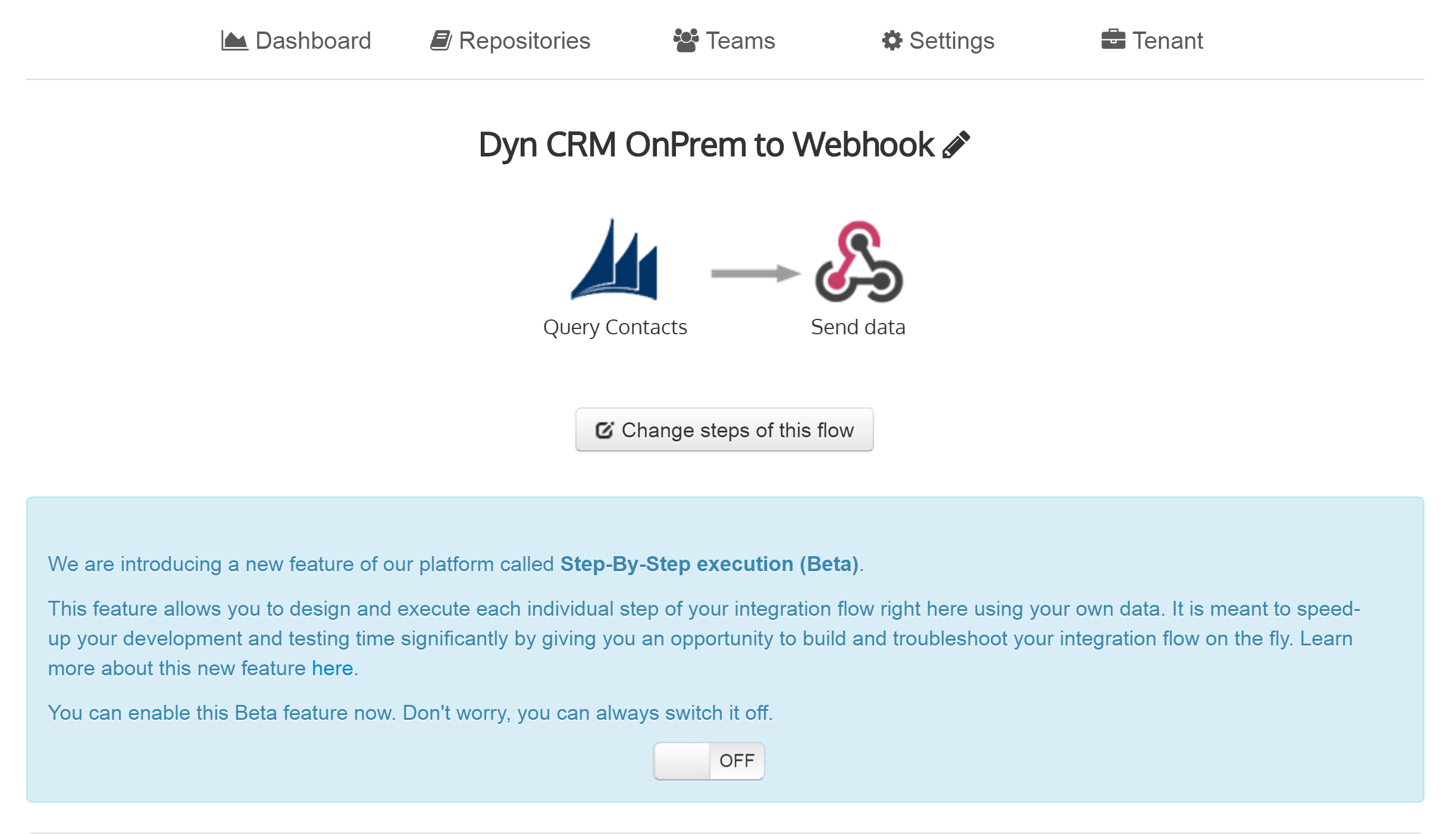 Step-by-step execution dashboard