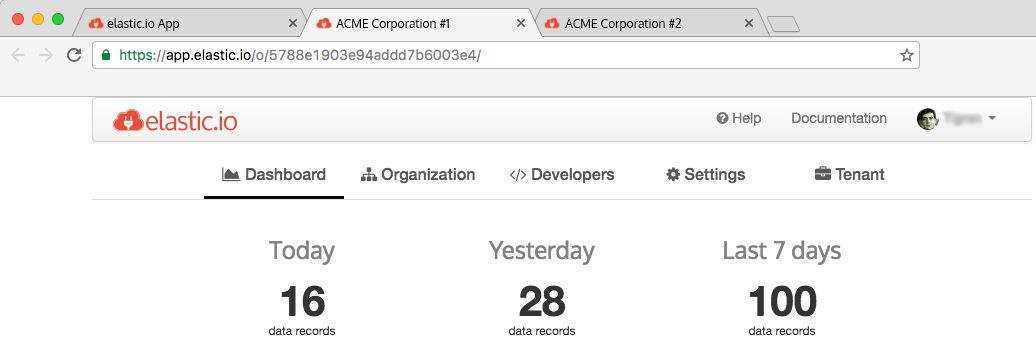 Open several organizations in multiple tabs