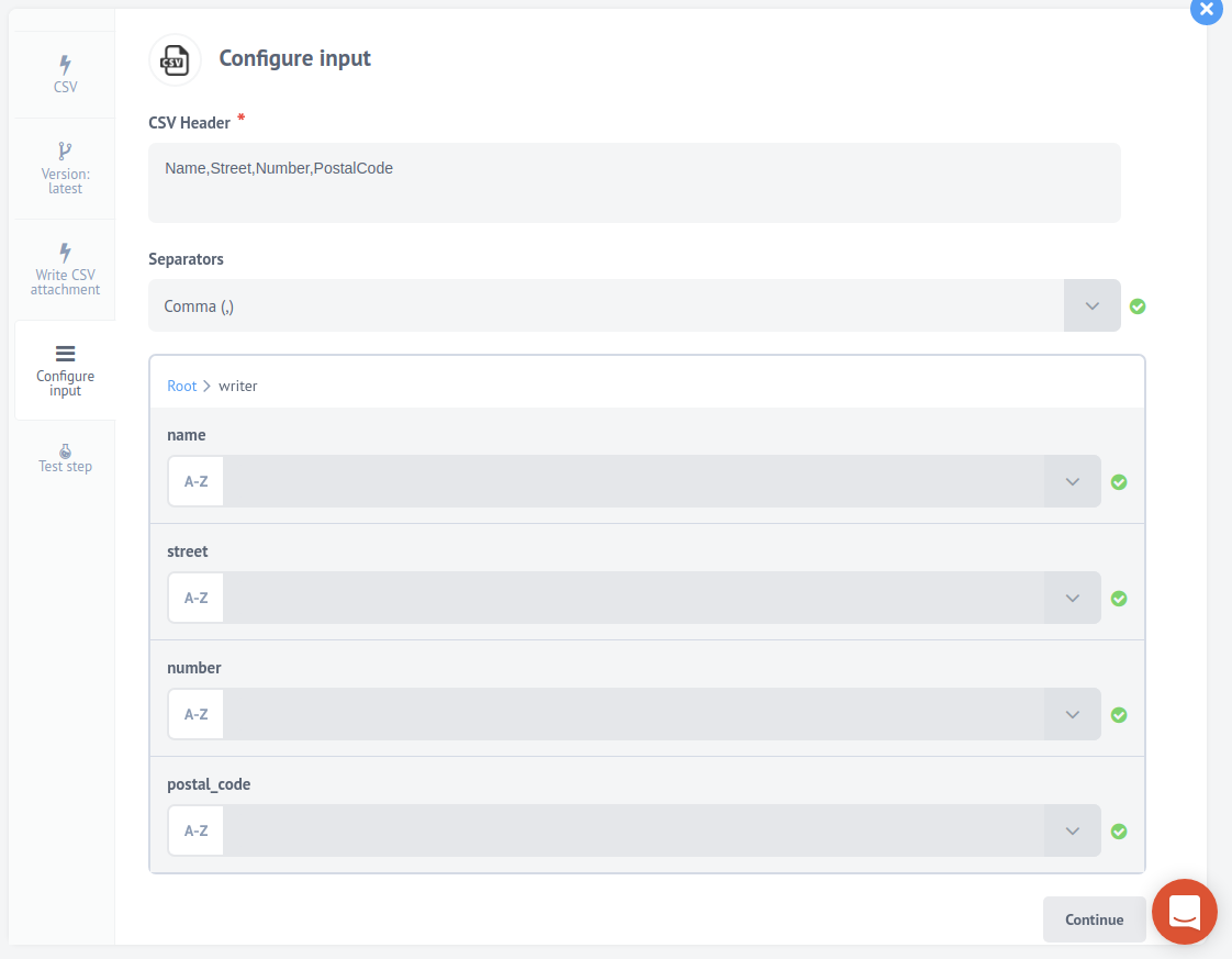 CSV connector for elastic io iPaaS